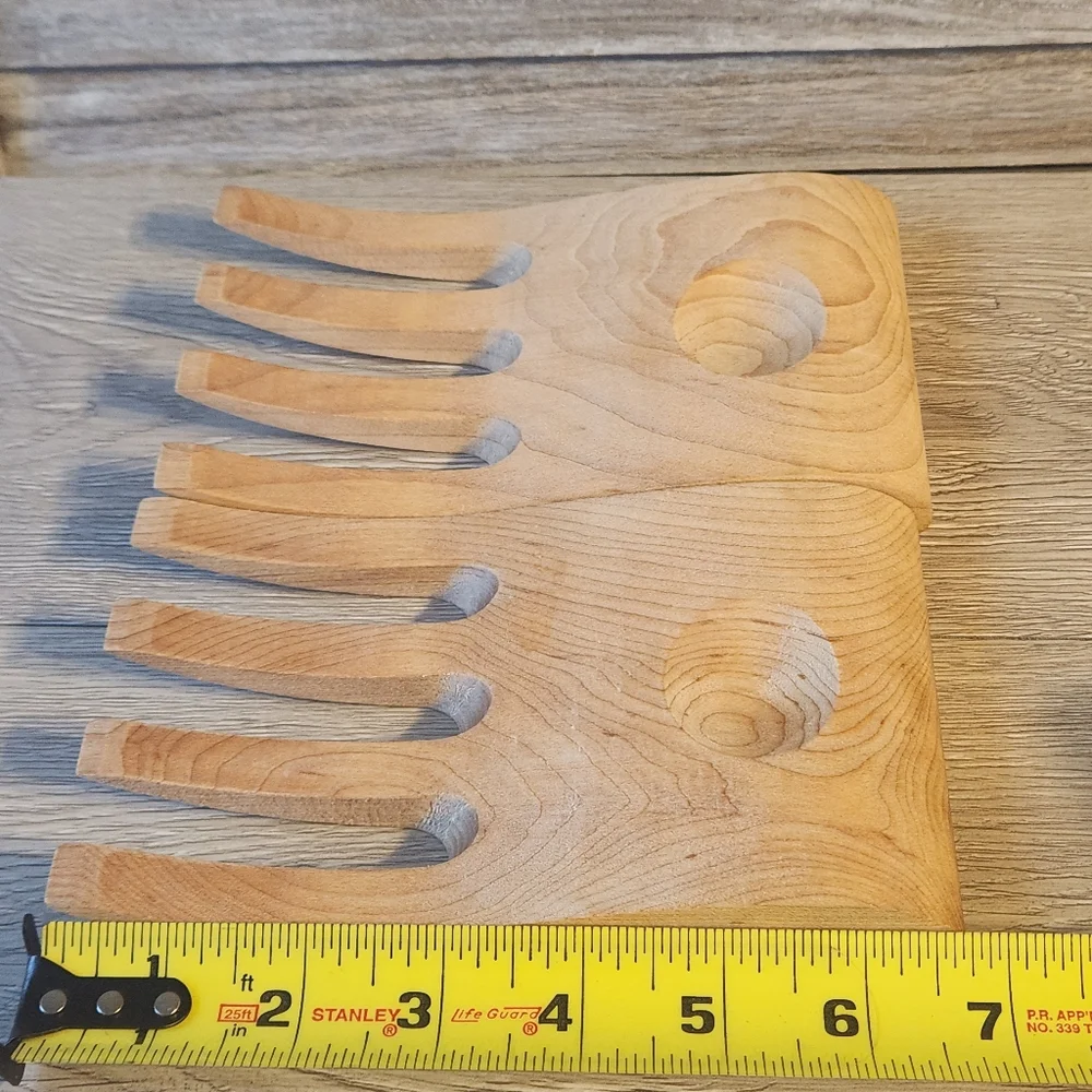 Salad Pasta Server Wooden Hands Set Of 2 Wood Tongs Servers